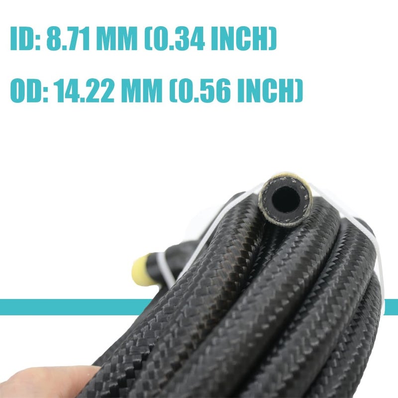 Byredio 6AN Fuel Line 6AN Transmission Cooler Hose 20FT 500 PSI High Pressure Marine Braided Fuel Injection Hose For Oil  Gas  Fuel  Diesel  Hydraulic - Image 2